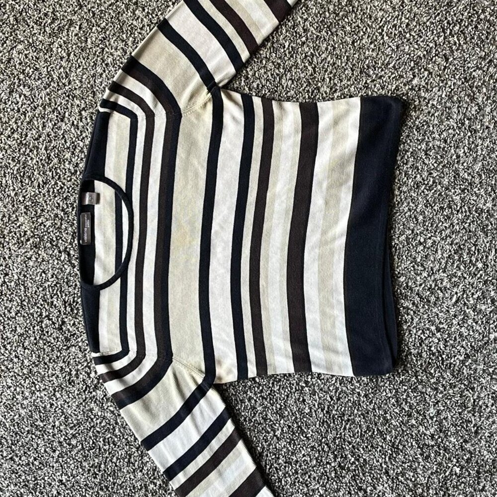 Valerie Stevens Black White Sweater Womens LP 100% Silk Preppy Feminine Elegant - Picture 3 of 7